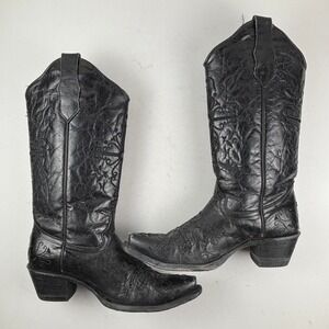 Circle G Boots L5060 Black Leather Embroidered Cross Snip Toe Western Womens 7